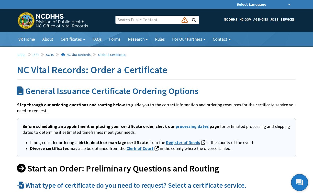 Jacksonville residents directory view of North Carolina vital record order choices