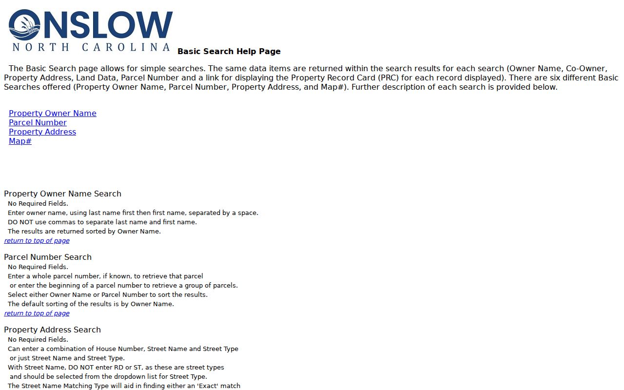 Jacksonville street directory Tax Search address field help