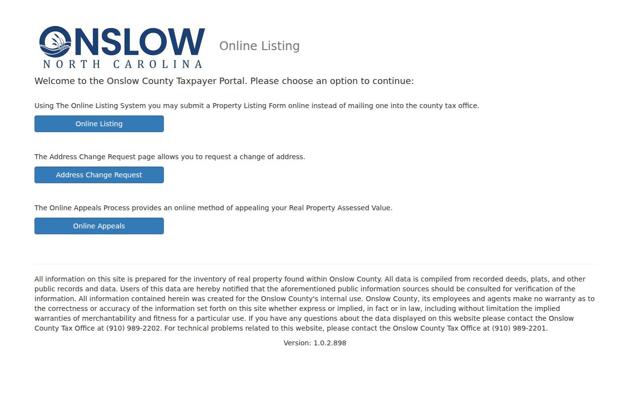 Jacksonville neighbors Onslow County taxpayer portal